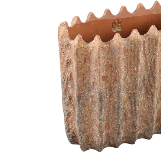 Brigett Copper Cement Pot Ribbed Oval L