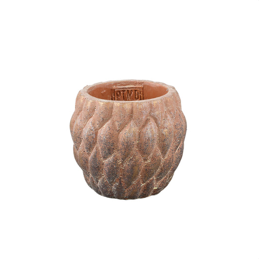 Susannah Koperen Cement Pot Bubbel Patroon Rond XS Set van 12 Stuks - 12 Sets 8x9x9 cm