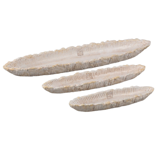 Dominick Cream Cement Bowl Boat Shape Bark L