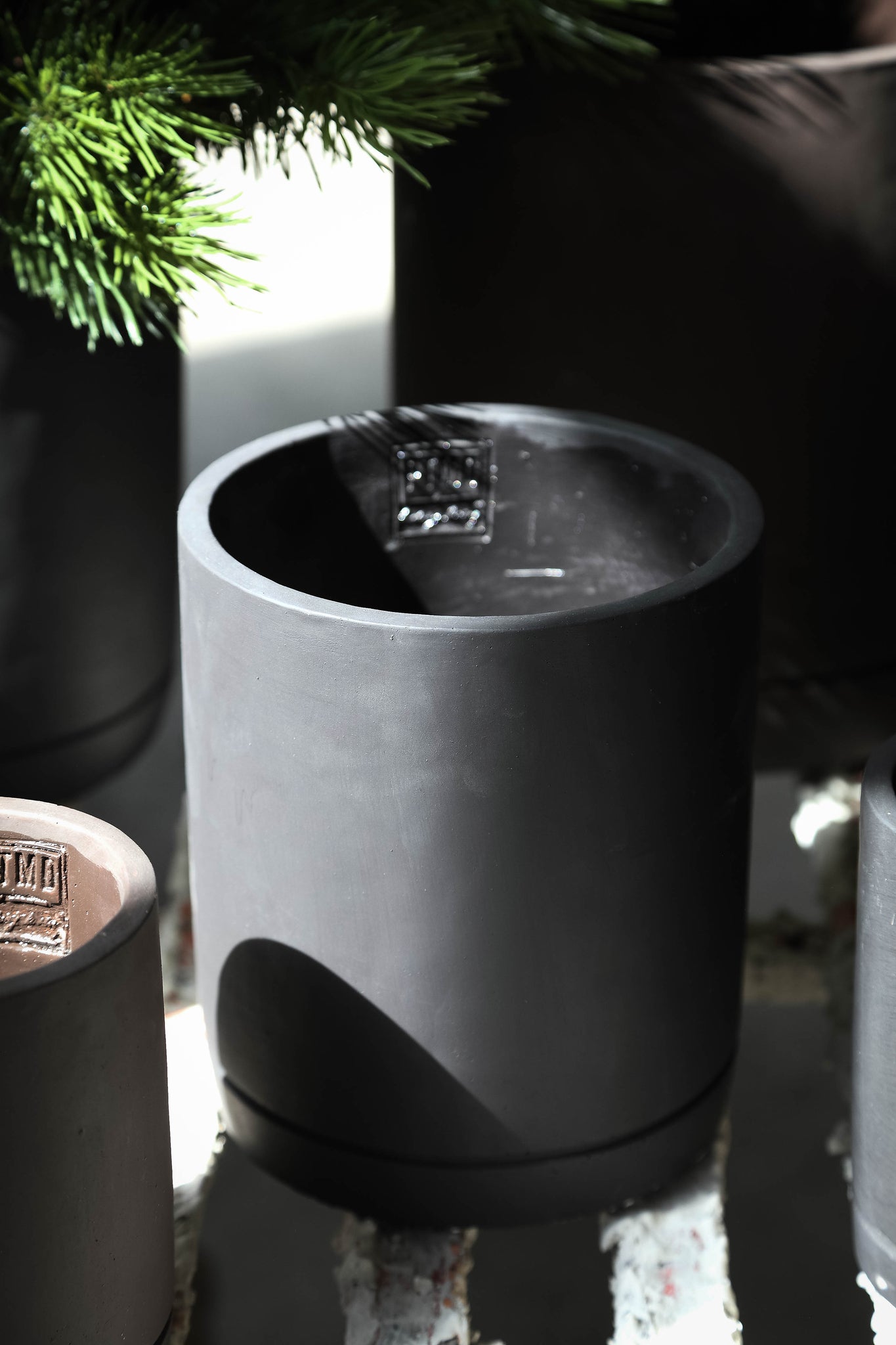 Vik Purple Dark Cement Cylinder Pot Round Matt L