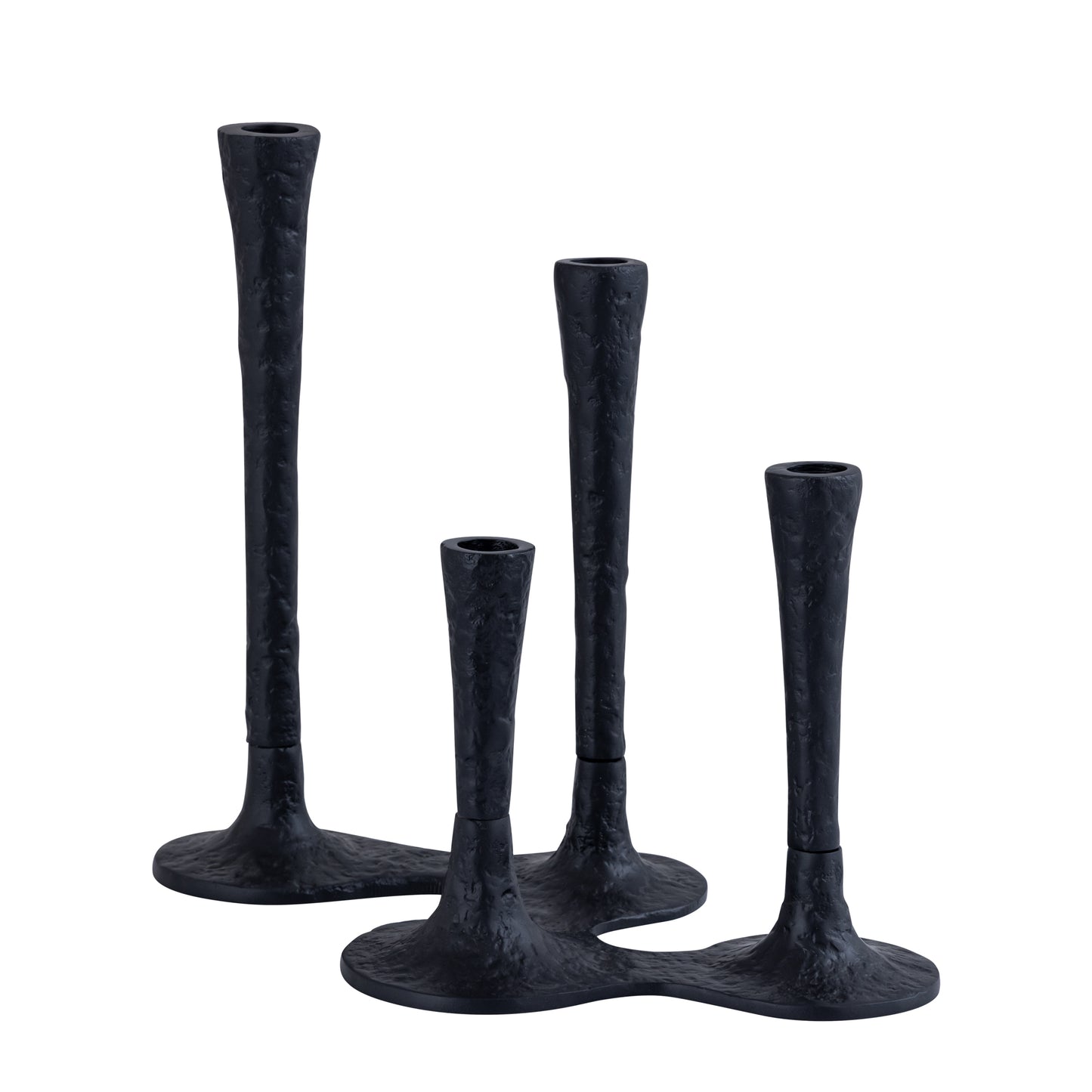 Lynette Black Casted Alu Candleholder Rounds Base