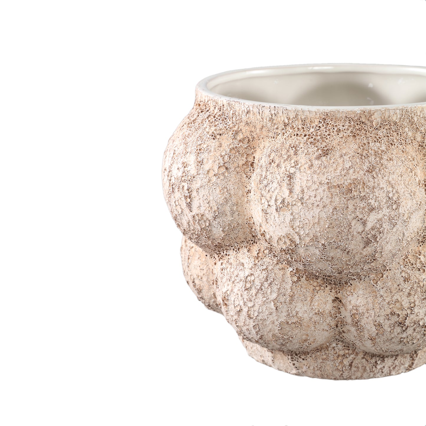 Fareeda Cream Ceramic Pot Circles Shape L