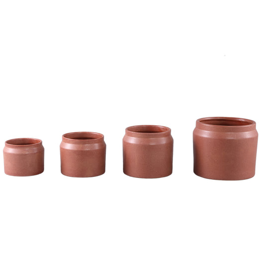 Jillanne Rode Keramische Ronde Pot Rand Set van 12 Stuks 11x13x13 cm