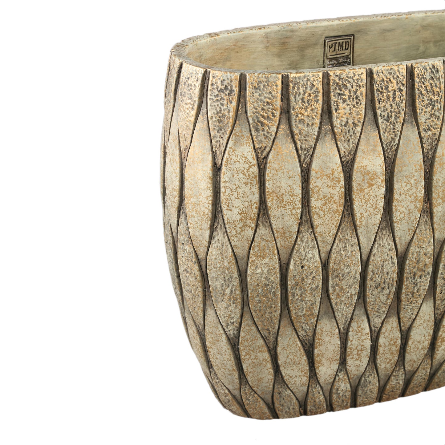 Joedi Taupe Cement Pot Mixed Structure Ovaal L 36x40x20 cm