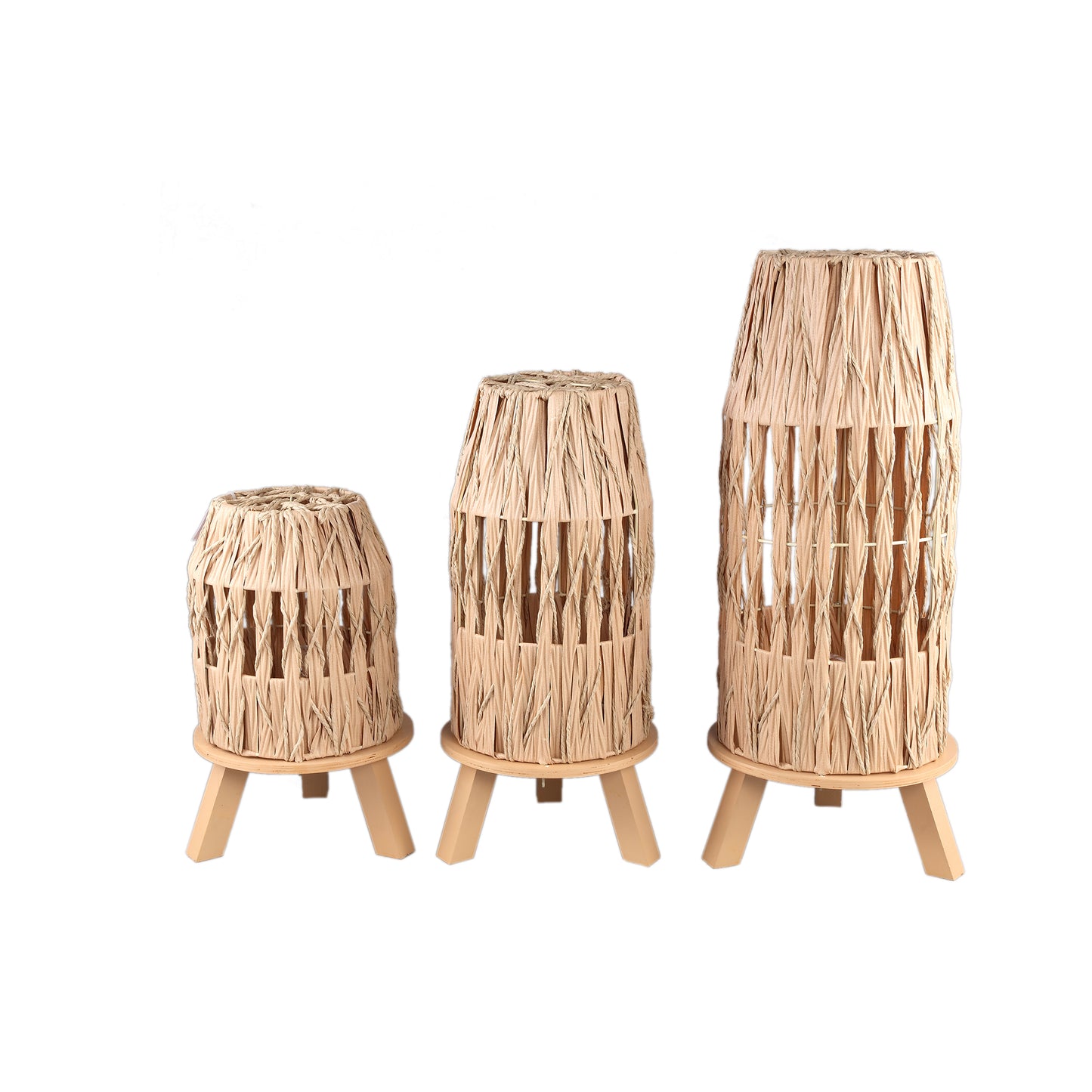 Alleene Cream Bamboo LED Lamp Wooden Base L