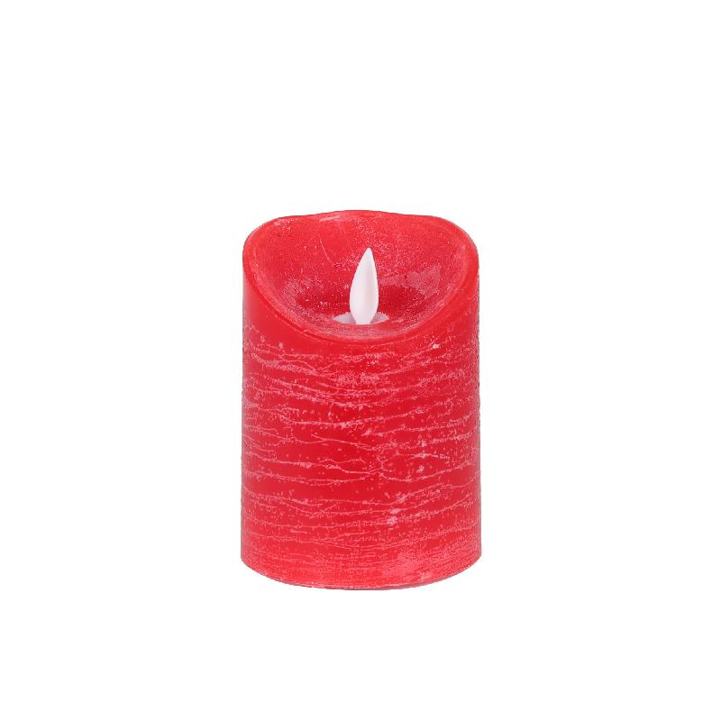 LED Licht Kaars Rustiek Rood Bewegende Vlam S - Set van 12 10x7.5x7.5 cm