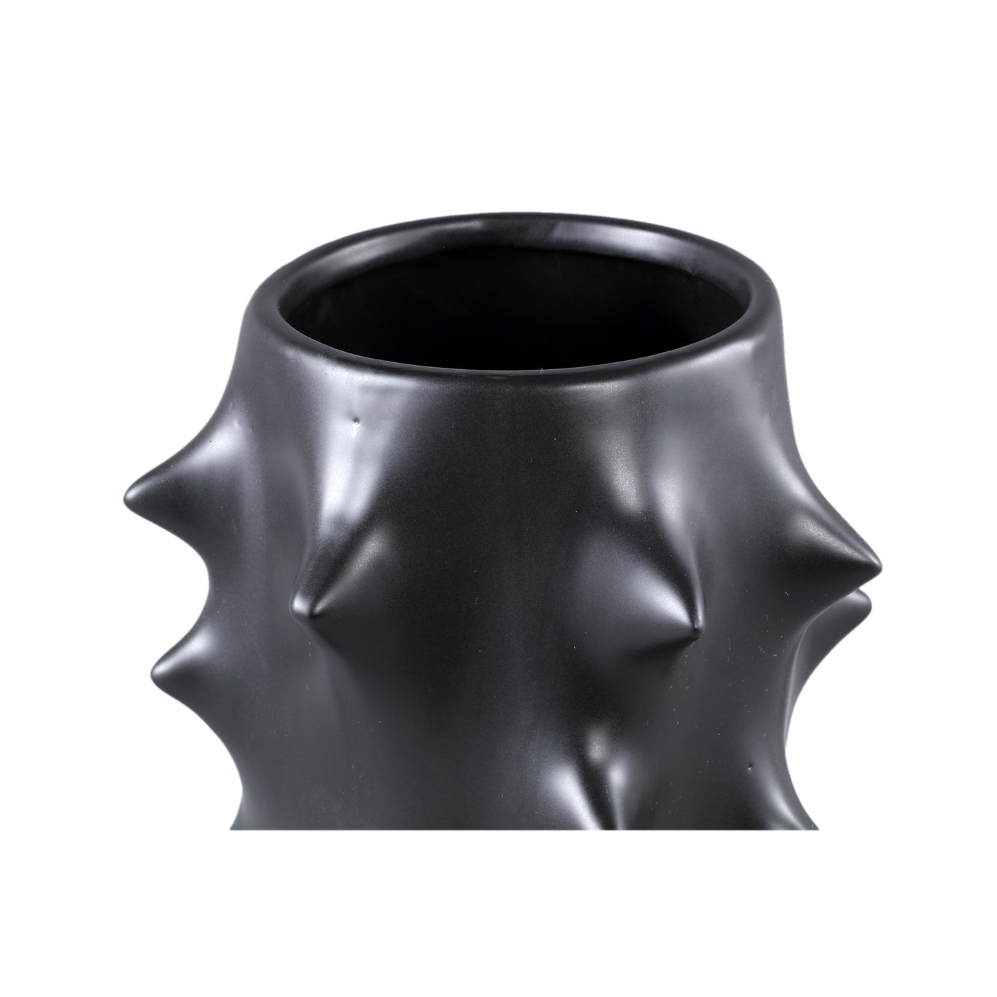 Oswaldo Black Round Shaped Ceramic Pot Bulges High