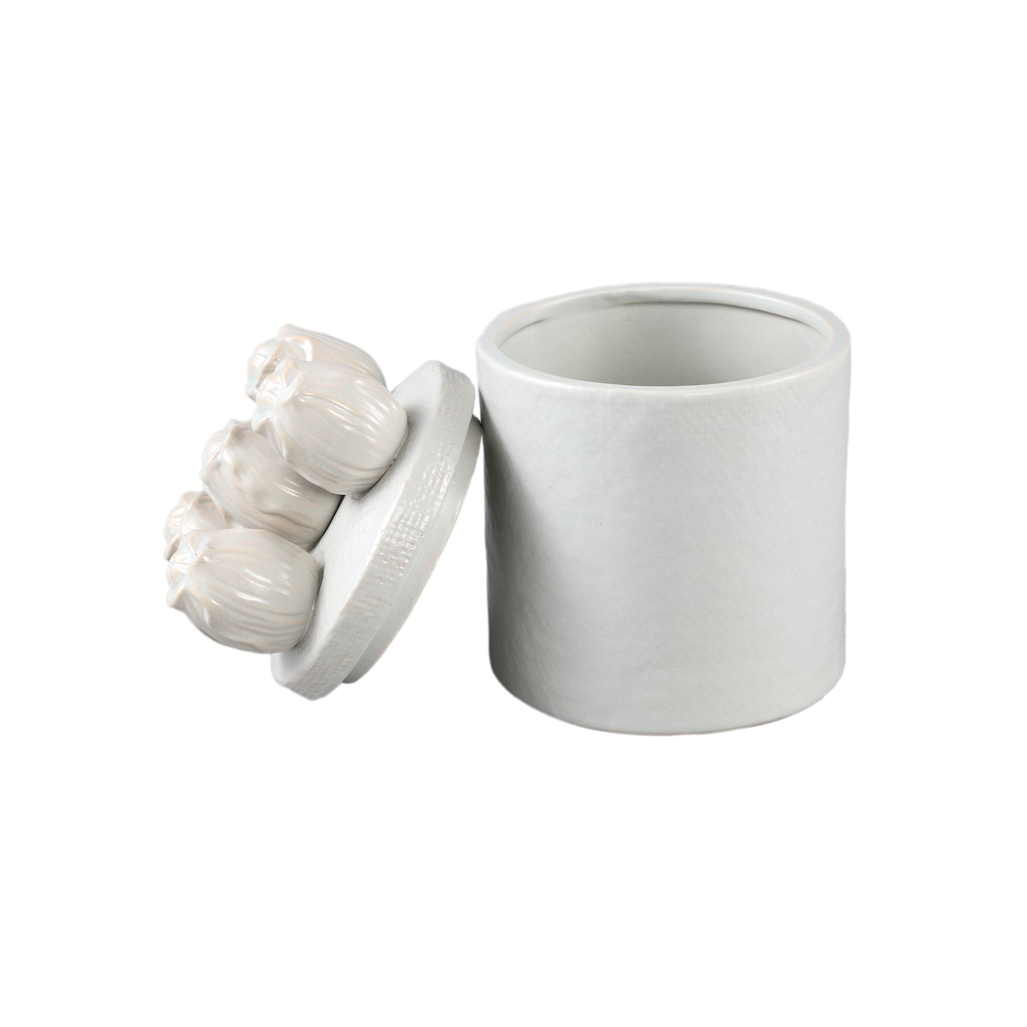 Krystine Cream Round Ceramic Pot With Tulips Top