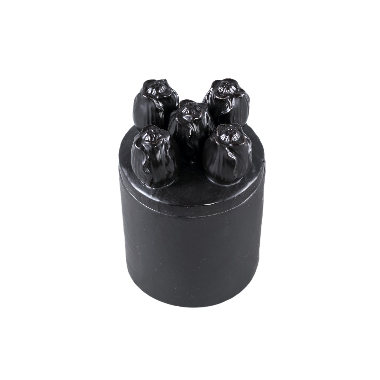 Krystine Black Round Ceramic Pot With Tulips Top