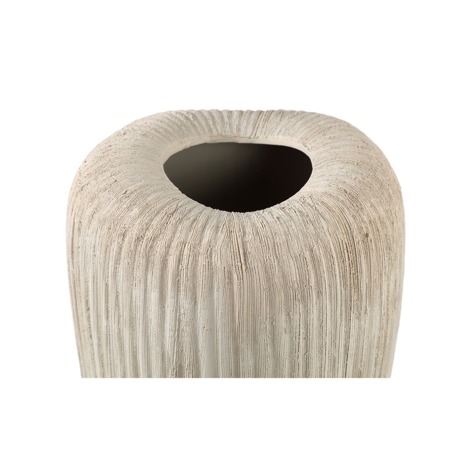 Zinet Taupe Round Ceramic Pot With Lines L