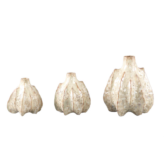 Jordana Crème Keramische Pot Organische Vorm M - Set van 8 16.5x15x14 cm