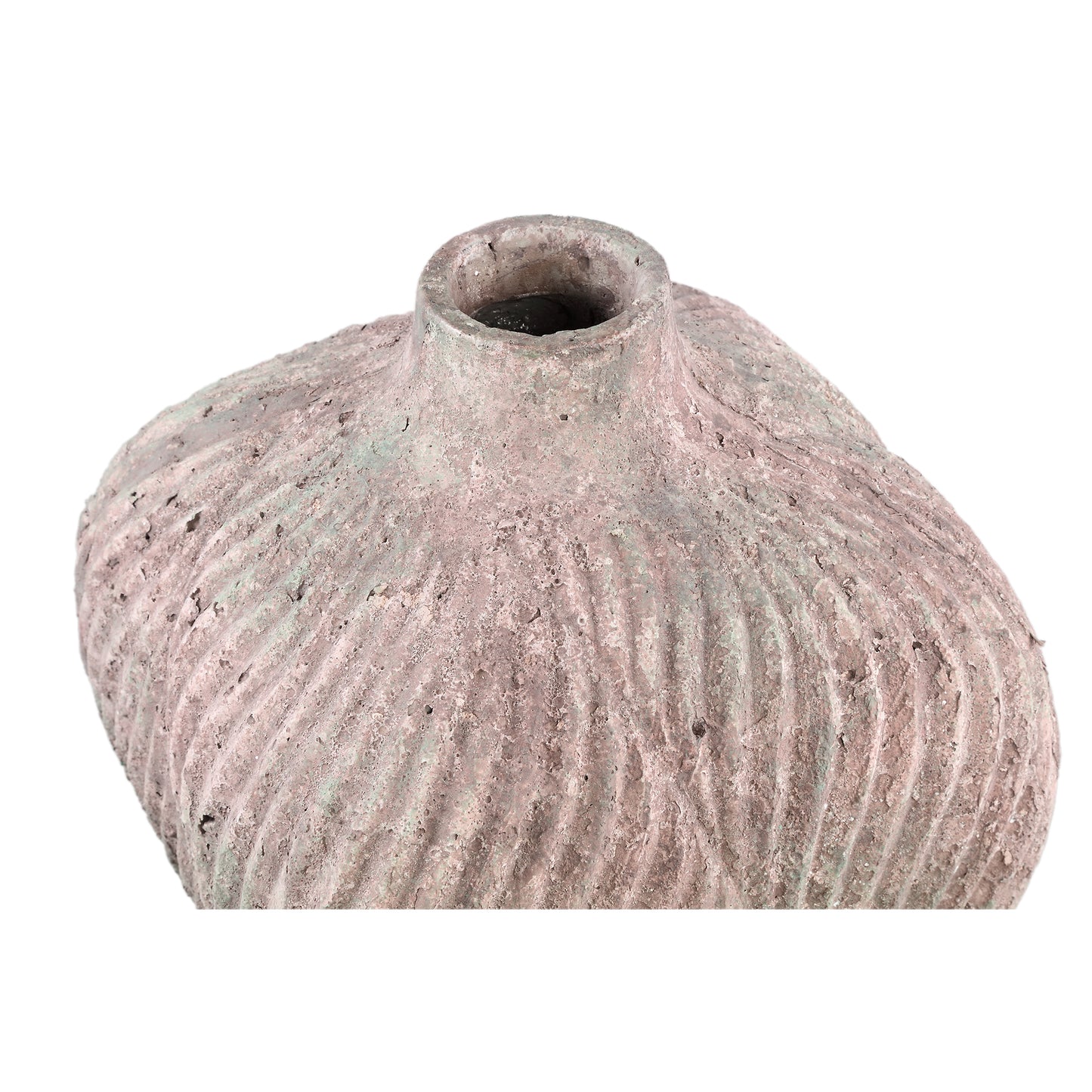 Diesel Grey Round Cement Vase Wavy Lines High L