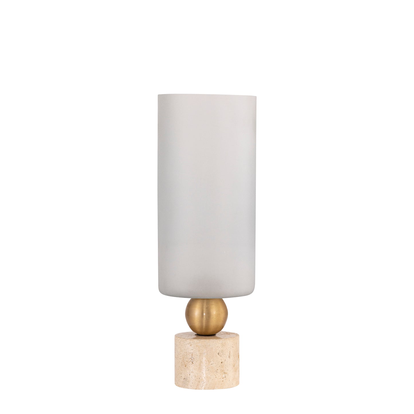 Levee White Glass Stormlight Travertine Base S