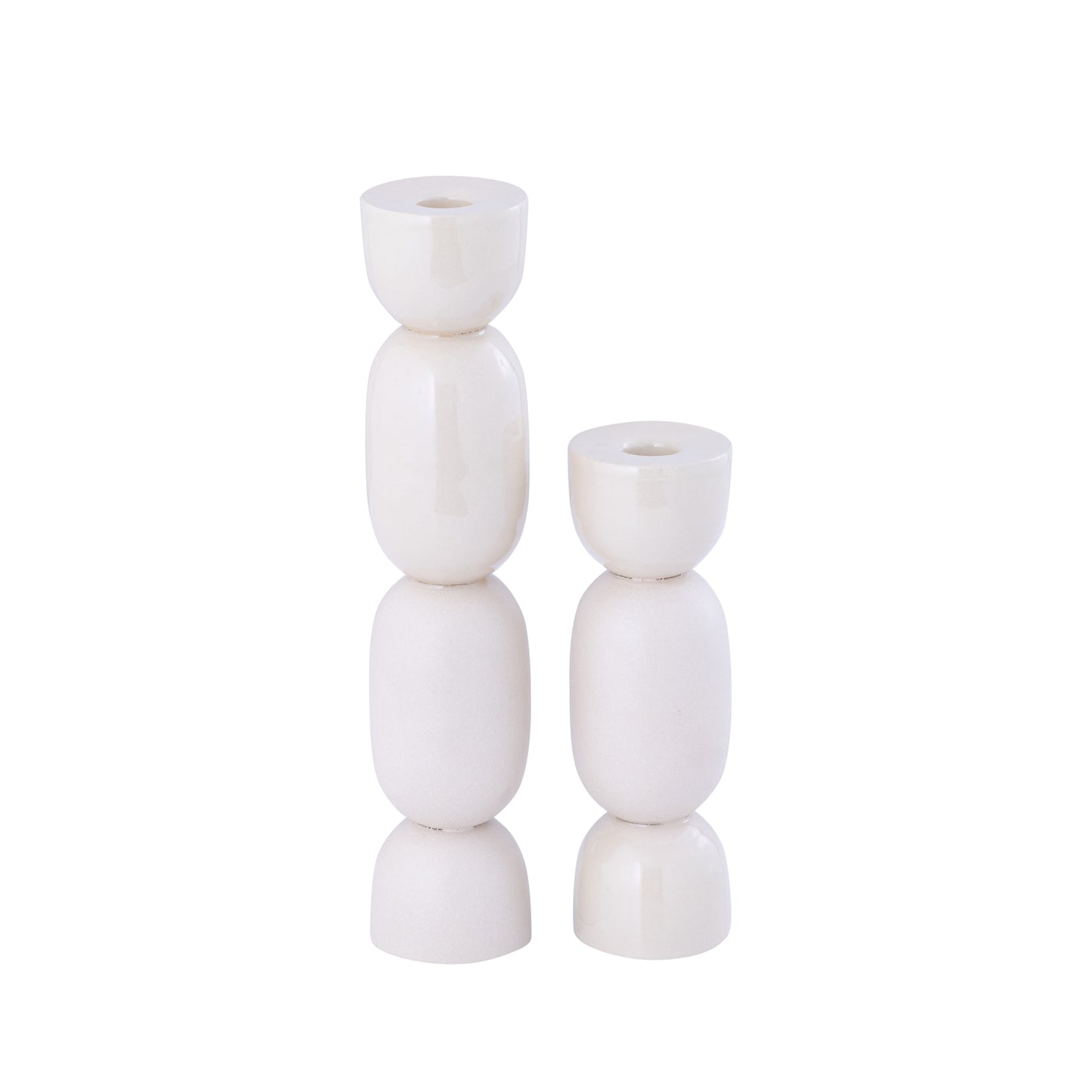 Cairy Beige Ijzeren Kandelaar Matt Shiny Combi Set van 4 Stuks 20x6x6 cm