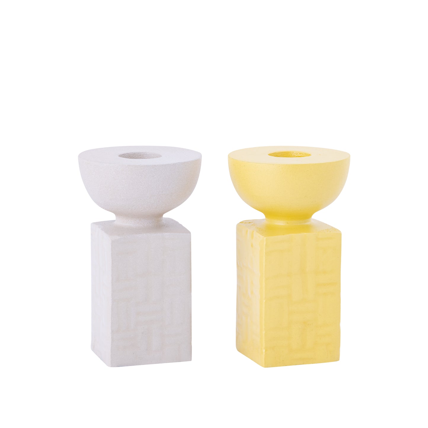 Lirison Beige Kandelaar Set van 6 Stuks - Gietaluminium 10x6x6 cm