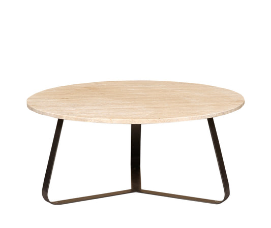 Micka Zwarte Travertijn Koffietafel Rond Groot 34x79x79 cm