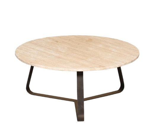 Micka Zwarte Travertijn Koffietafel Rond Groot 34x79x79 cm