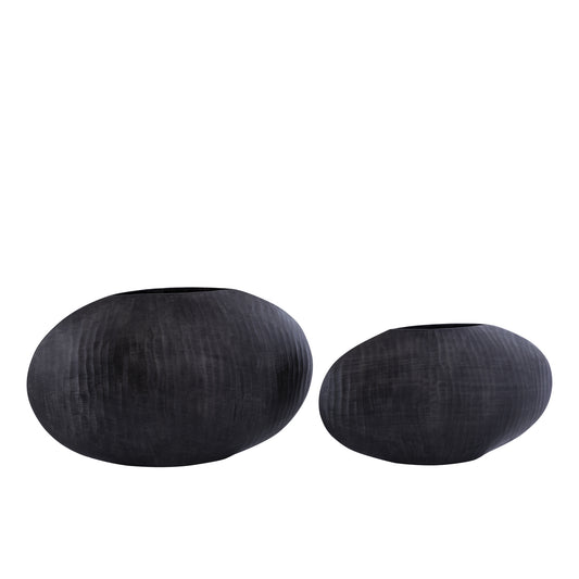 Jowad Graphite Alu Sheet Pot Ribbed Low Oval S