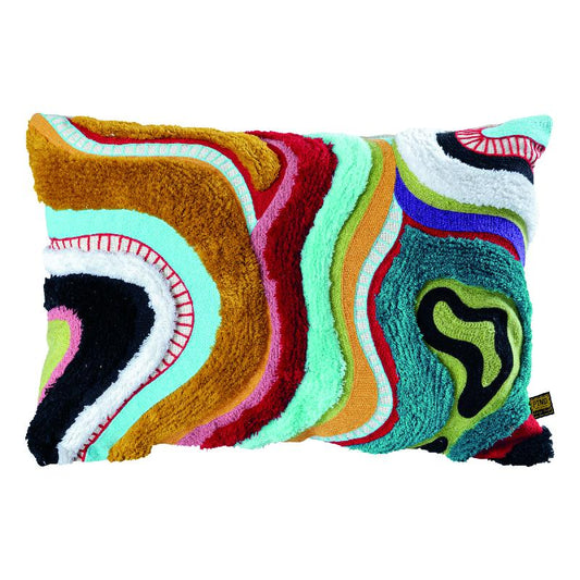 Courtneay Blauw Rechthoekig Borduurkussen Lijnen – Set van 2 Stuks 40x60x4 cm