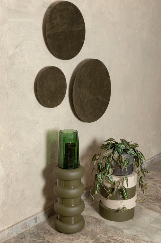 Nabdia Taupe Suede Round Bowl And Wall Panel L