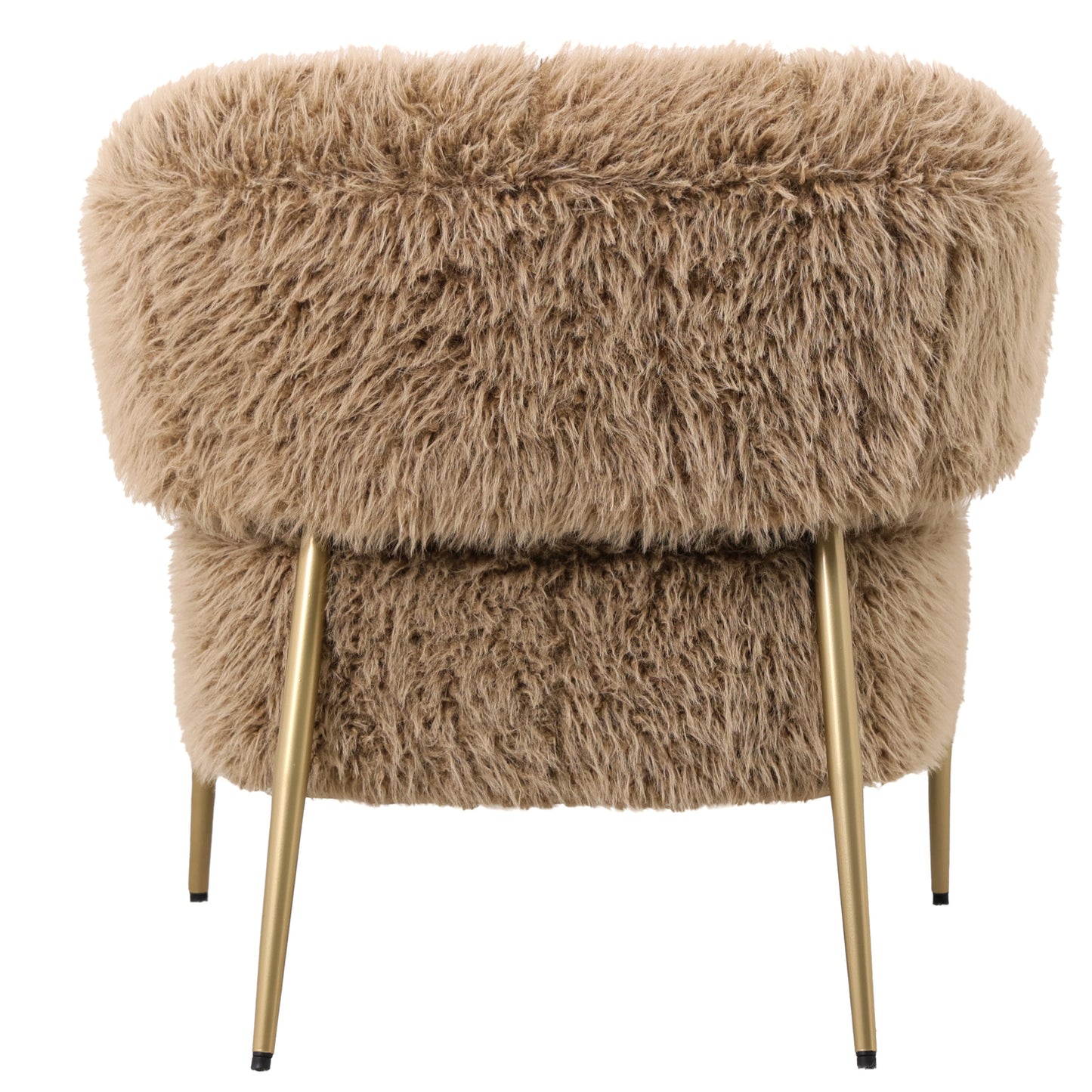 Hair Brown Fauteuil Gold Metal Base