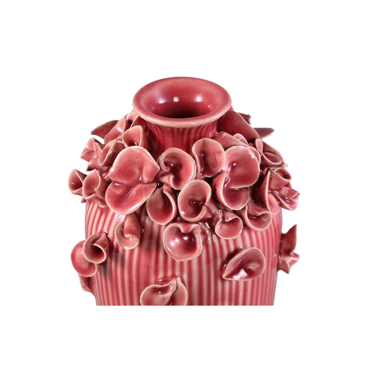 Saubaan Pink Round Glazed Ceramic Vase Flowers S