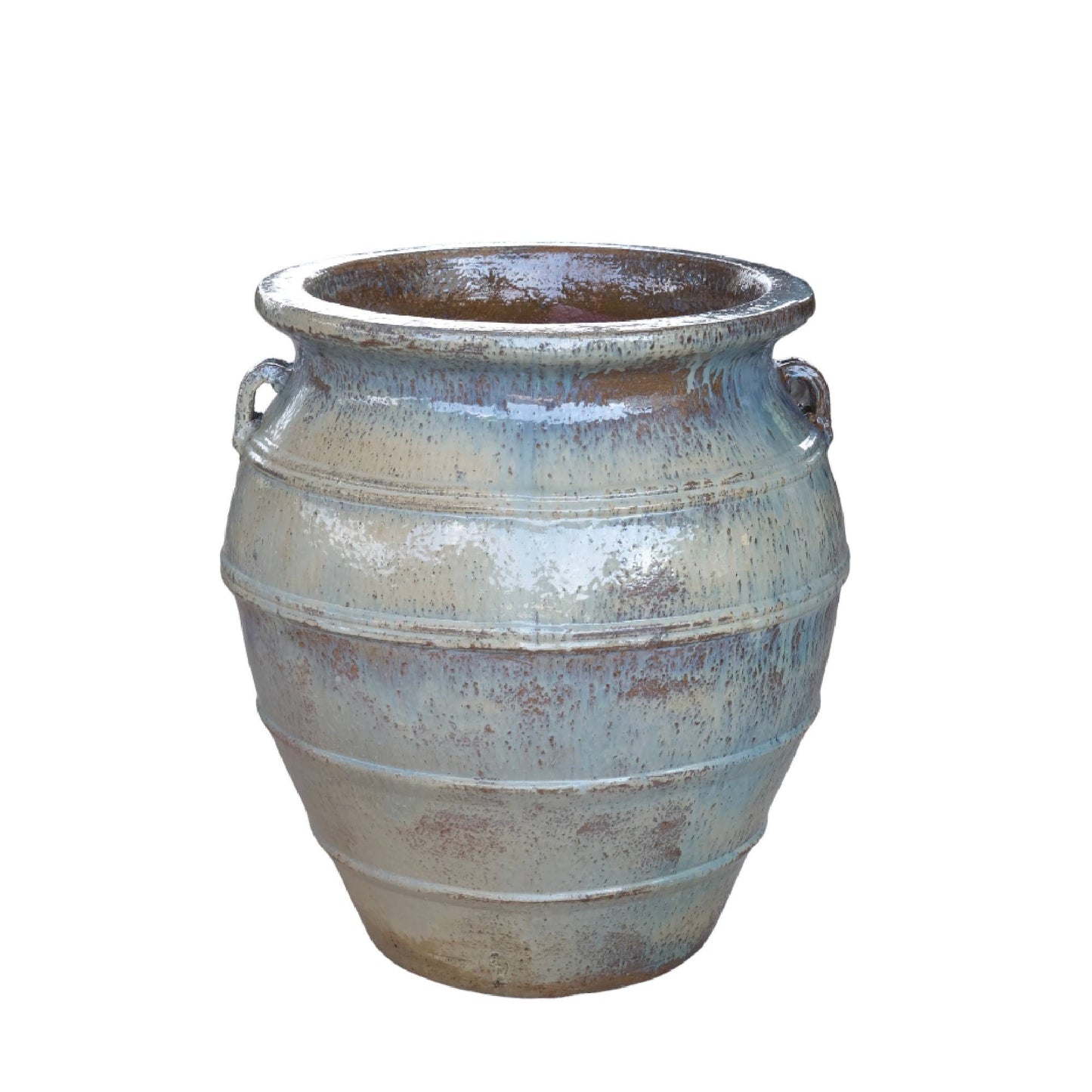 Athulya Cream Round Ceramic Jar Pot Rough Finish