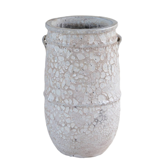 Serennah White Ceramic Jar Pot Rough Finish