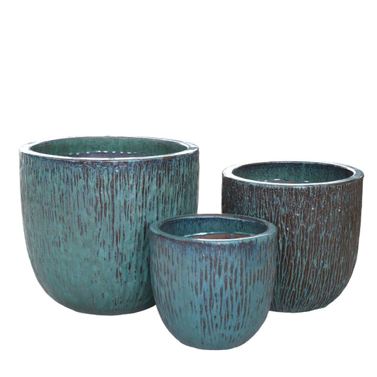 Johnita Turquoise Round Ceramic Pot SV3