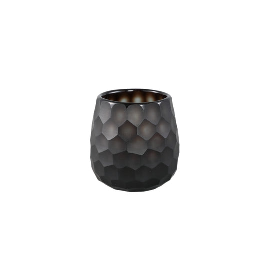 Eboney Brown Round Glass Tealight Circle Pattern