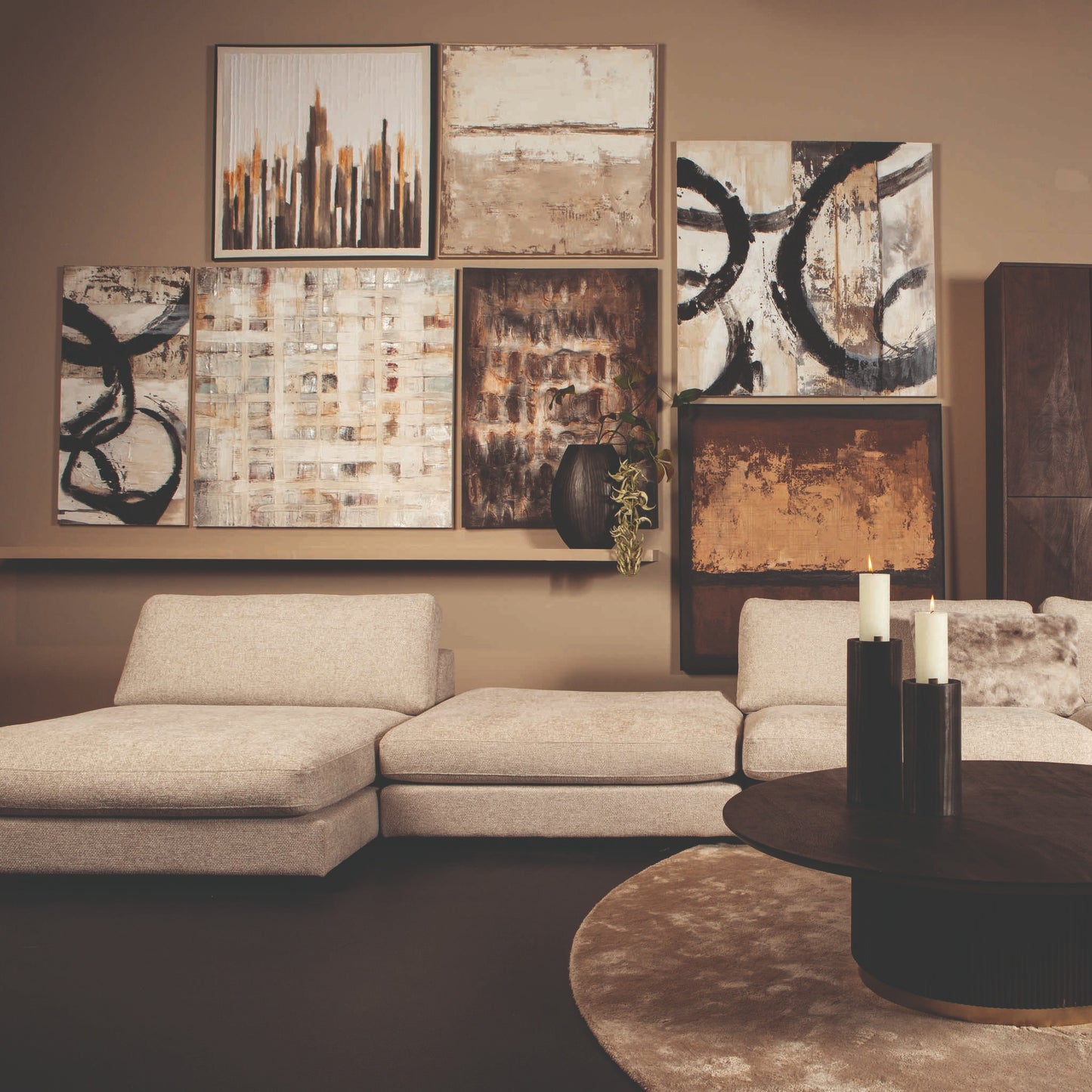 Xihan Brown Canvas Painted Wallpanel Rough Dark