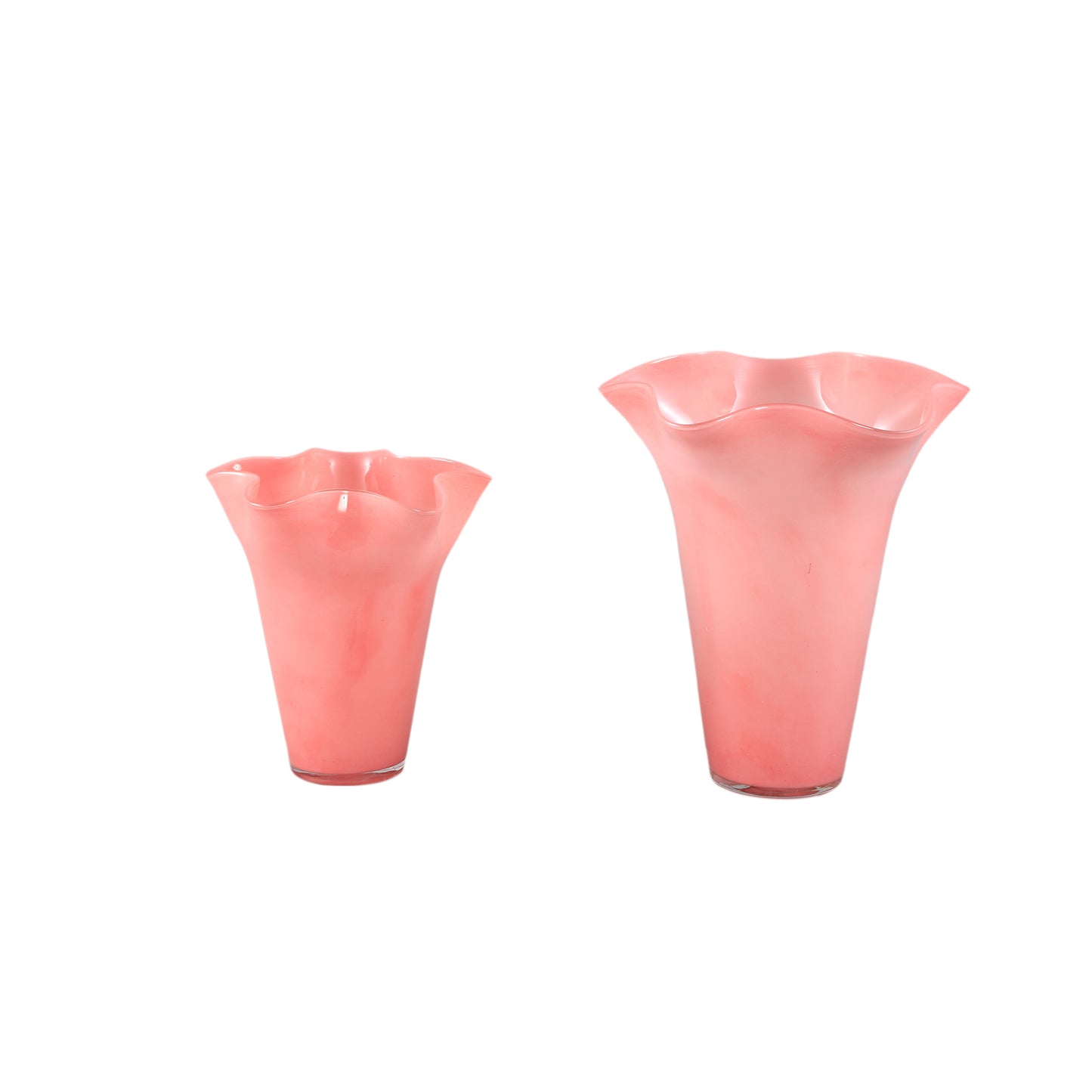 Macarena Dark Pink Glass Round Vase Wavy High L