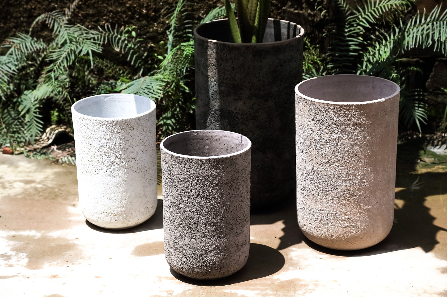 Deliahe Grey GRC Pot Round High Set Of 3