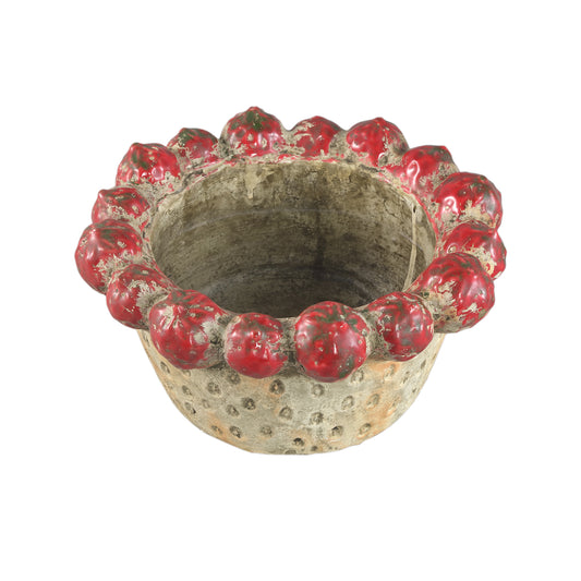 Fruitsy Red Round Terra Bowl Strawberries Edge L