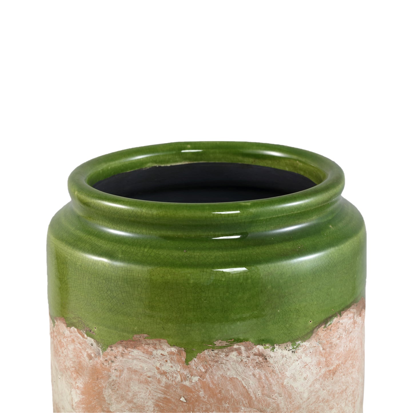 Breffni Green Round Terra Pot Glazed Top L