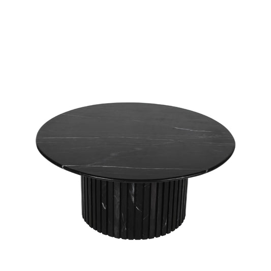 Neelim Zwarte Marmeren Salontafel Geribbelde Voet Rond 41x91x91 cm