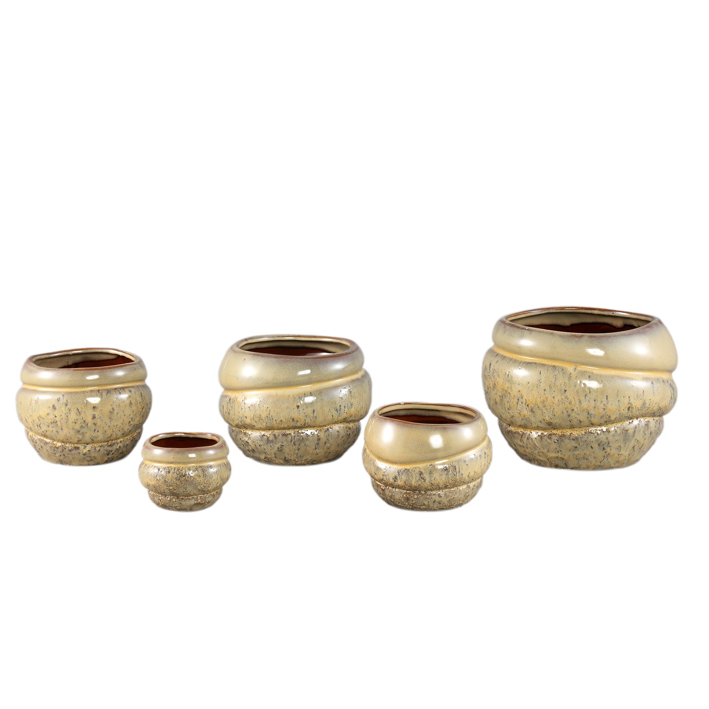 Jordanna Yellow Ceramic Round Pot With Layers XL