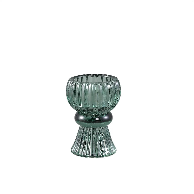 Candidae Groen Geschilderd Glas Theelichthouder - Set van 12 8x5.5x5.5 cm
