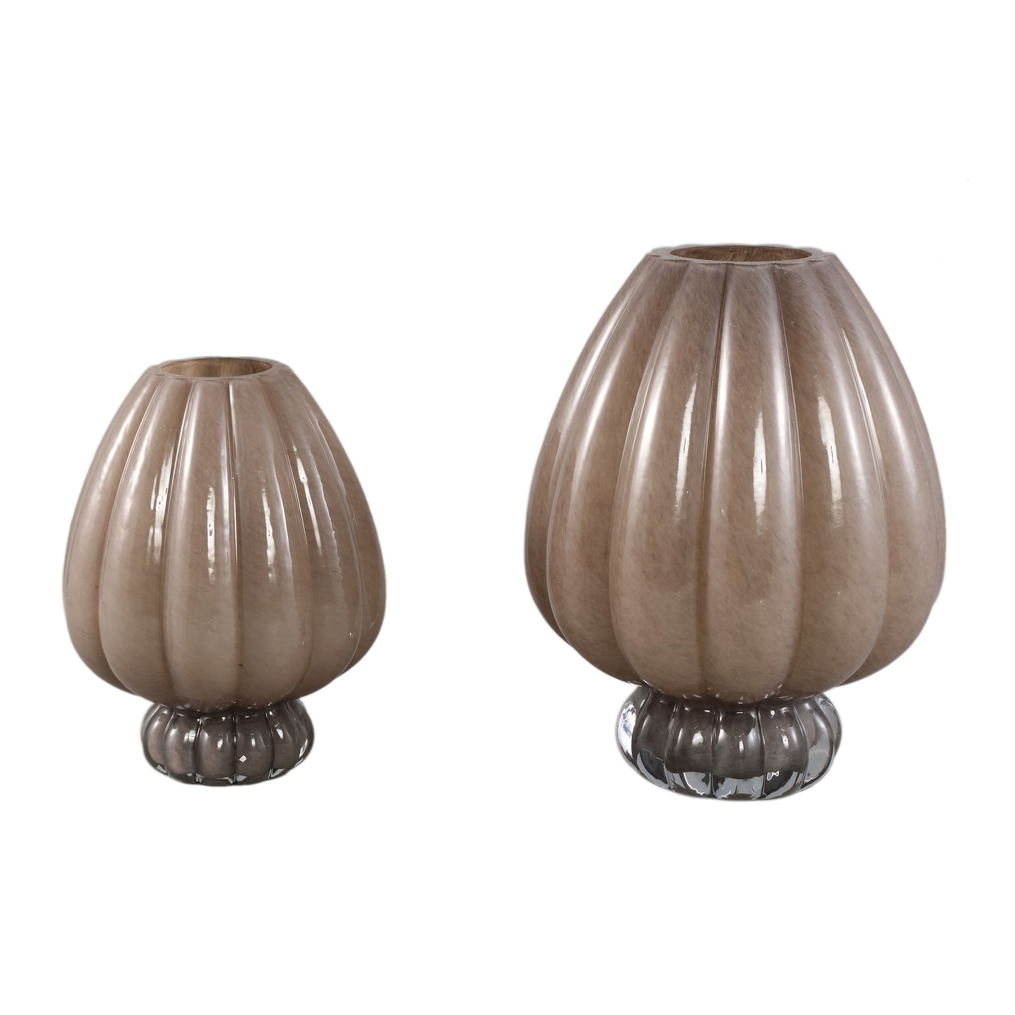 Syamer Brown Milkglass Vase Ribbed On Foot L