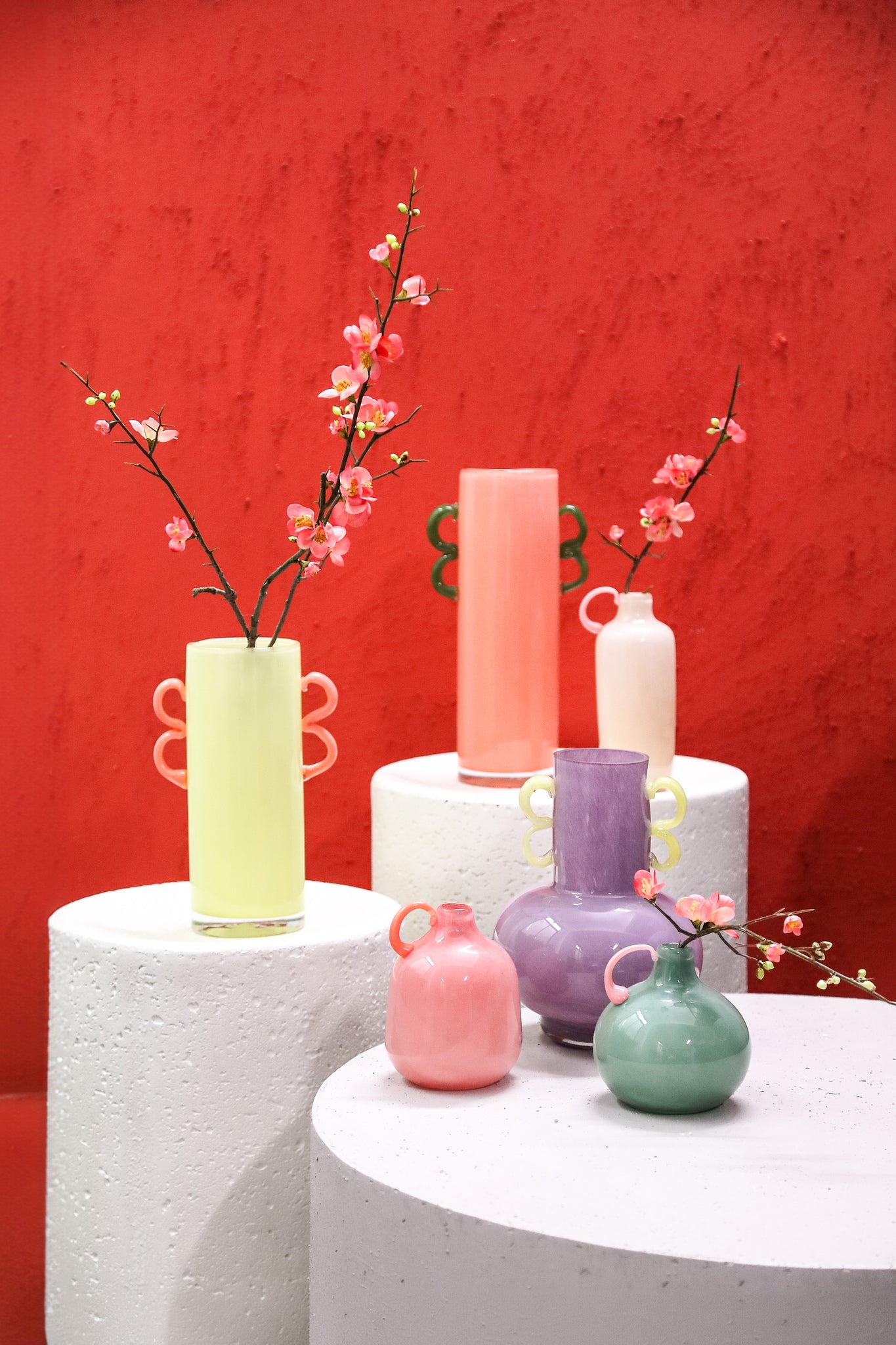 Mobeen Purple Glass Vase With Yellow Ears Round