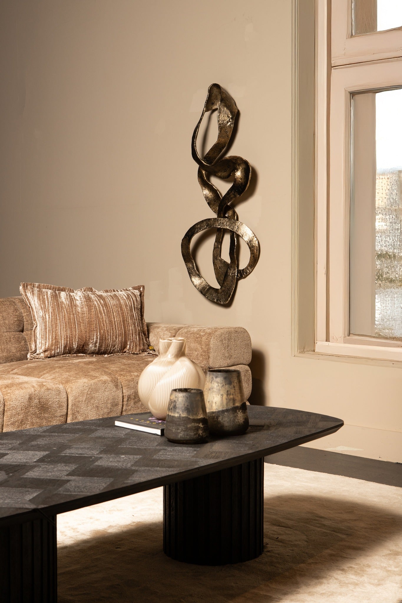 Neven Gold Casted Alu Metal Swirl Wall Panel L