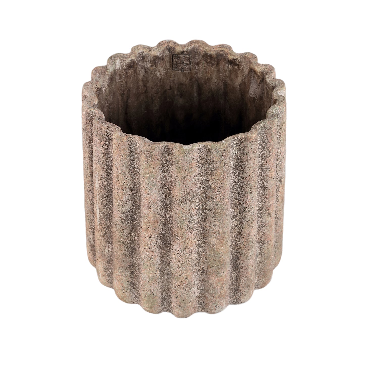 Jaydean Grey Cement Pot Ribbed Structure Round XXL