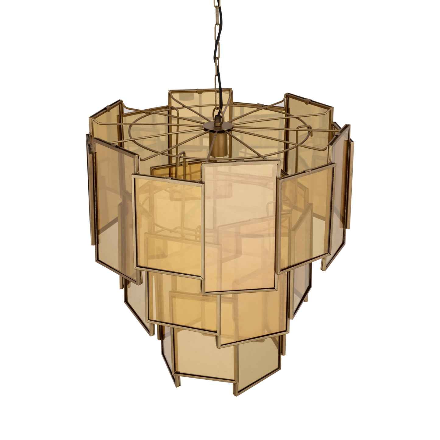 Loucas Brass Lustre Glass Hanging Lamp Layers L
