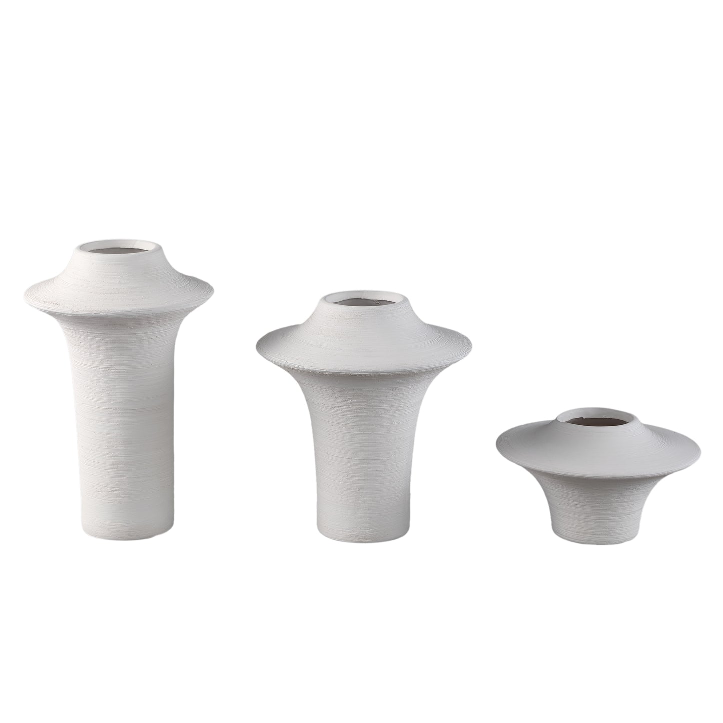 Rinder White Matt Ceramic Wide Ring Vase High S