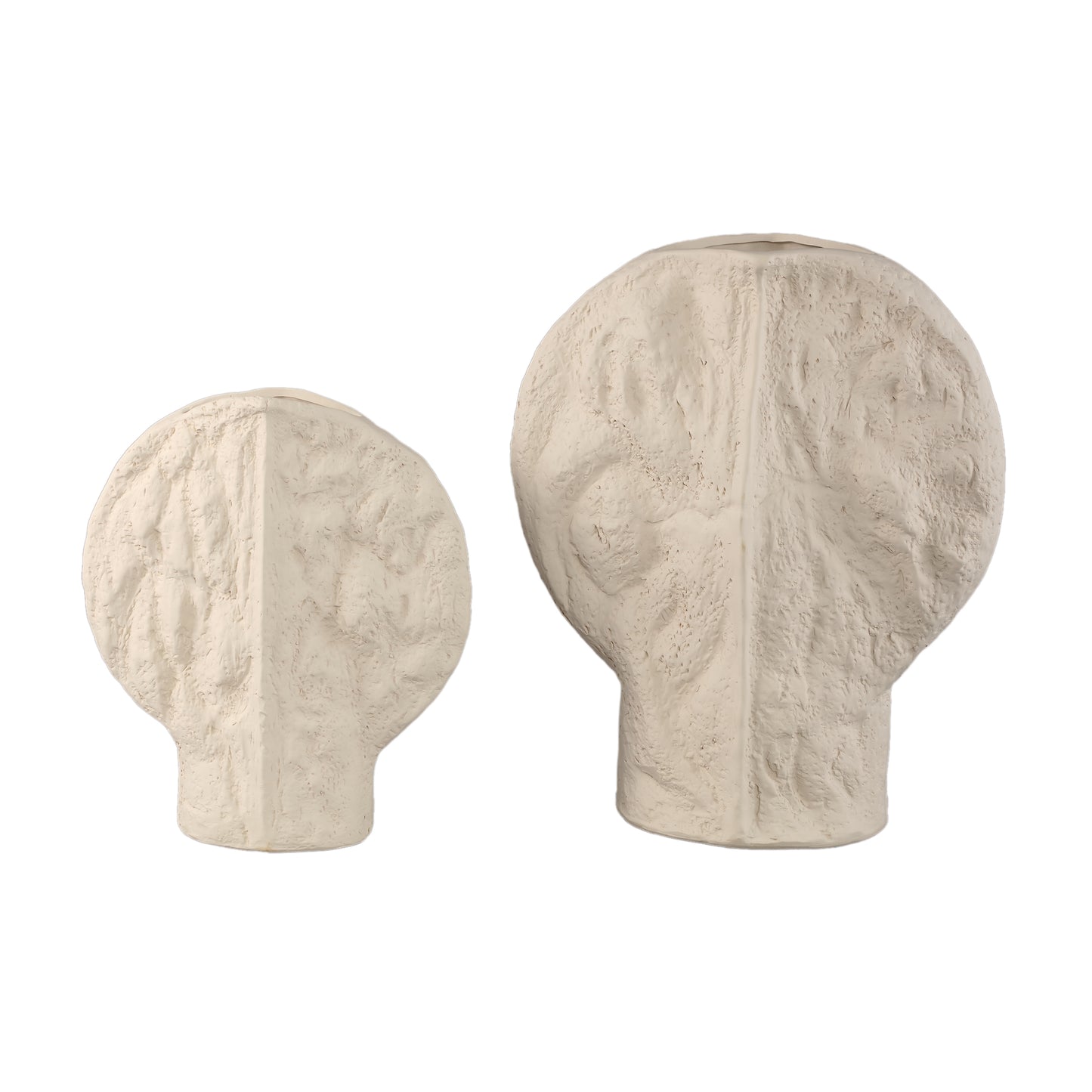 Linos Taupe Matt Keramische Structuur Vaas Rond L 50x43x14 cm