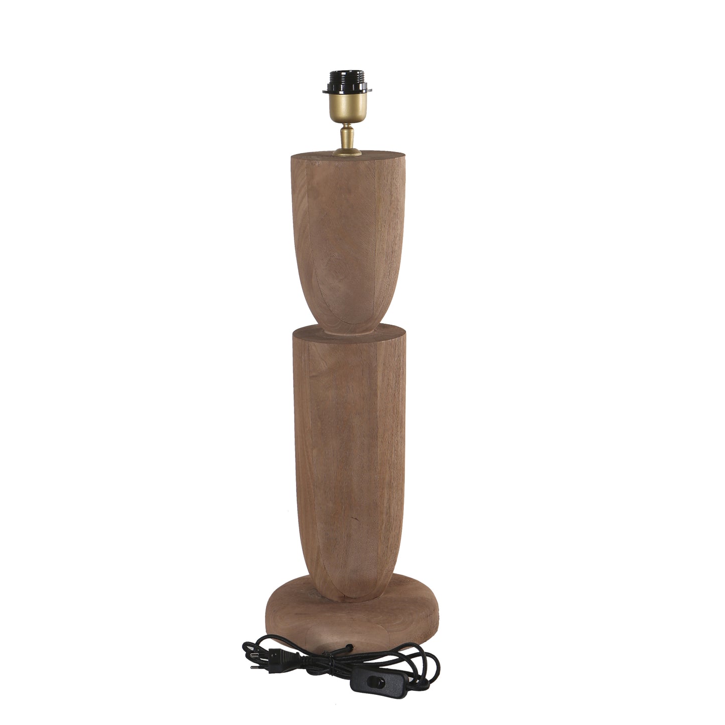 Lorinne Natural Mango Wood Table Lamp Double