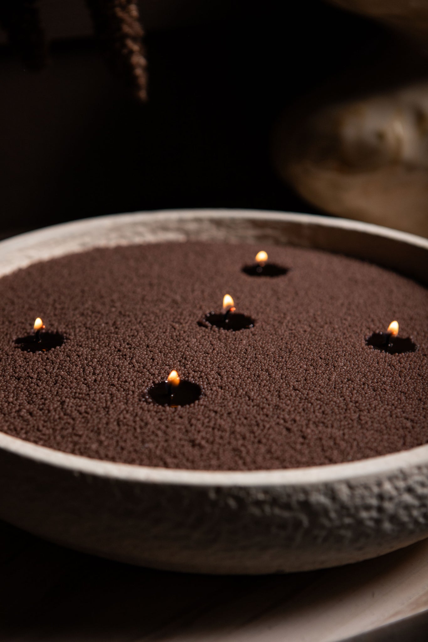 Hillie Cream Round Cement Bowl Rough Finish L