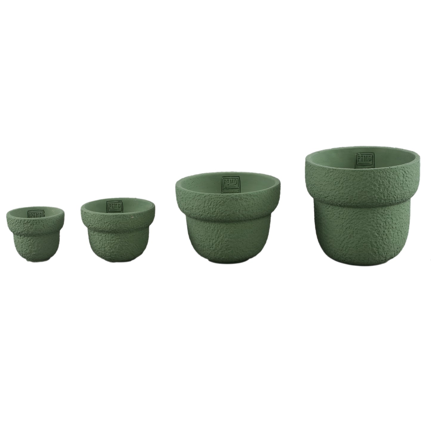 Hillie Groene Ronde Cementpot Ruw Finish XS Set van 12 8x9x9 cm