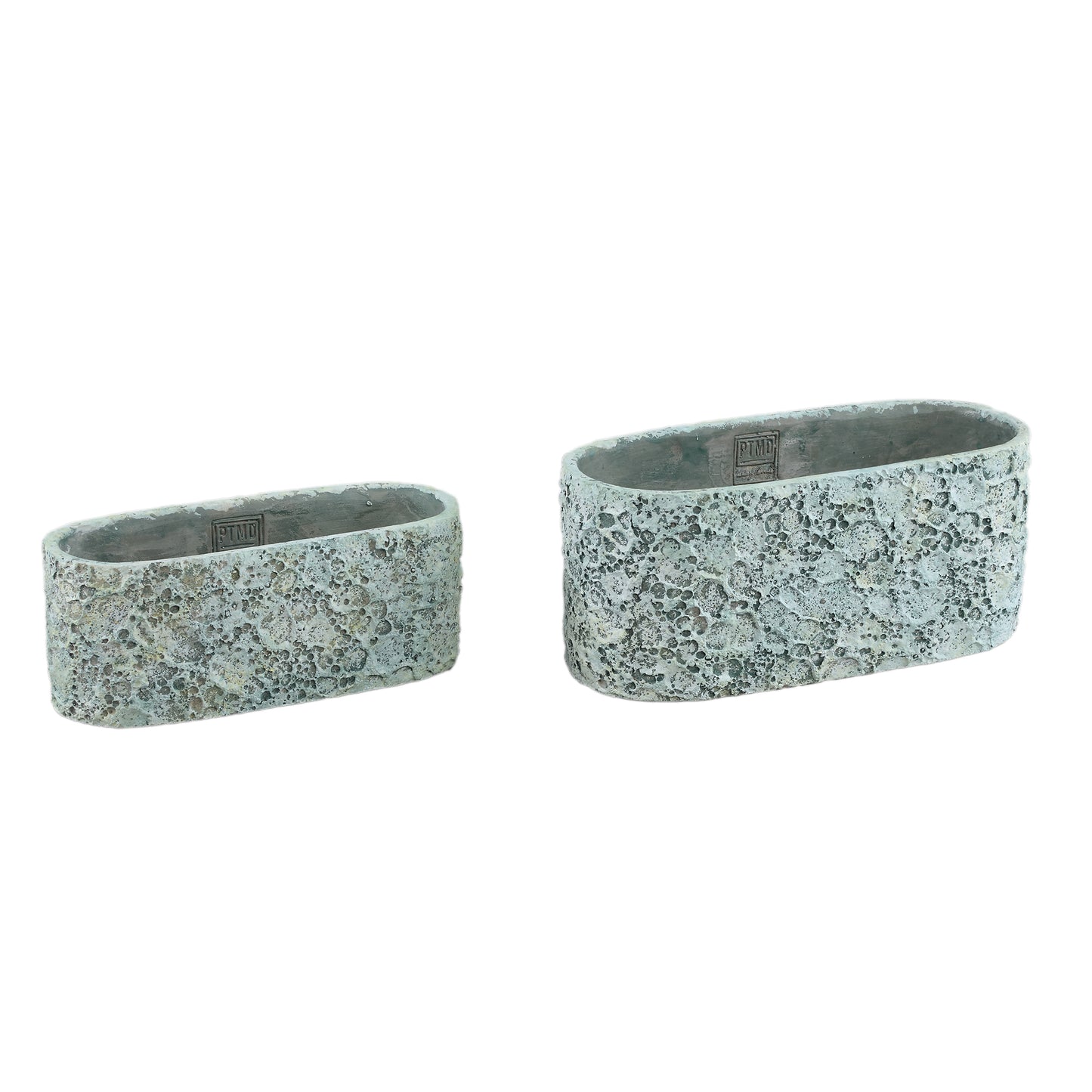 Darrel Blauw Ovale Cementen Pot Ruw Afgewerkt S Set van 12 10x25x10 cm