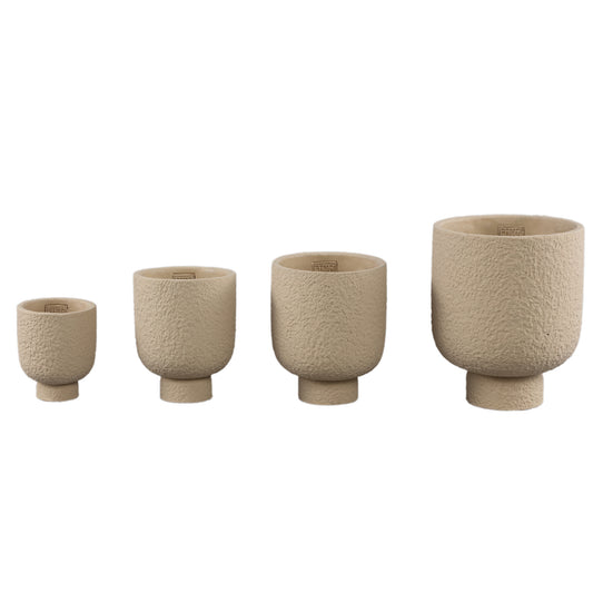 Monder Zand Ronde Cement Pot Ruw Afgewerkt M - Set van 12 16.5x13x13 cm